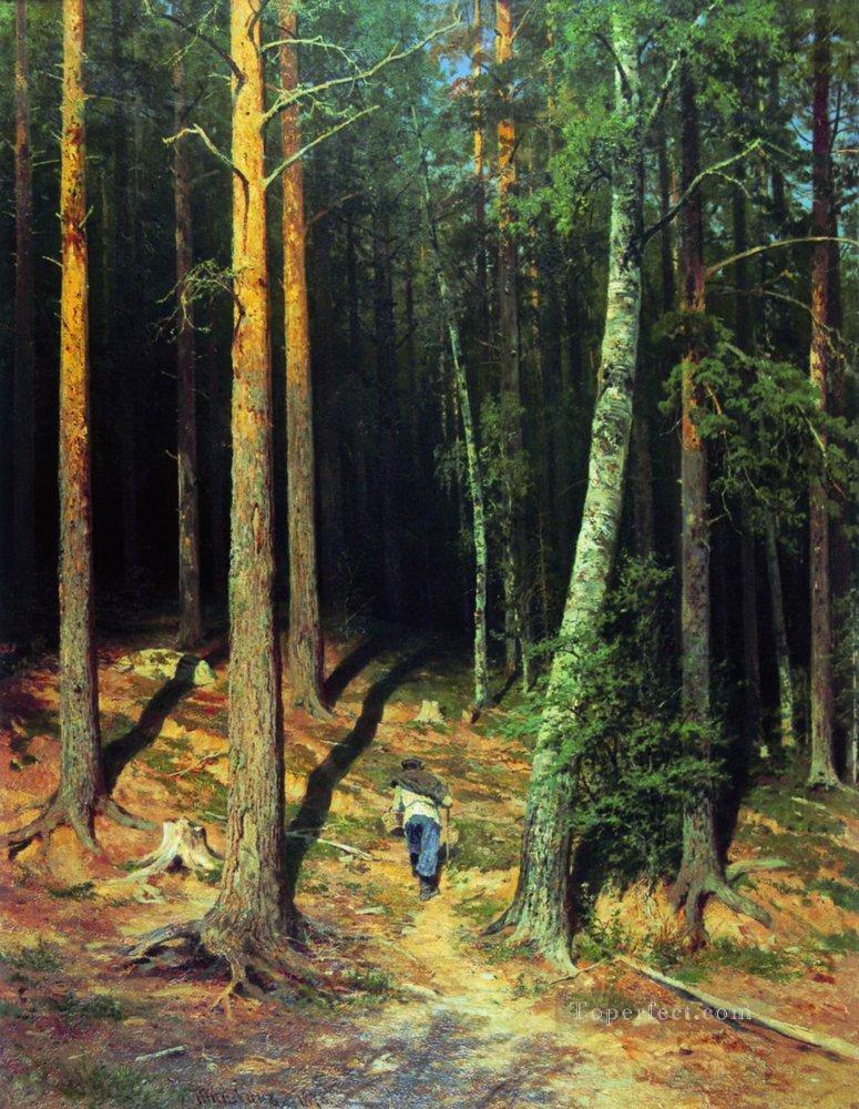bosque de pinos 1878 paisaje clásico Ivan Ivanovich árboles Pintura al óleo